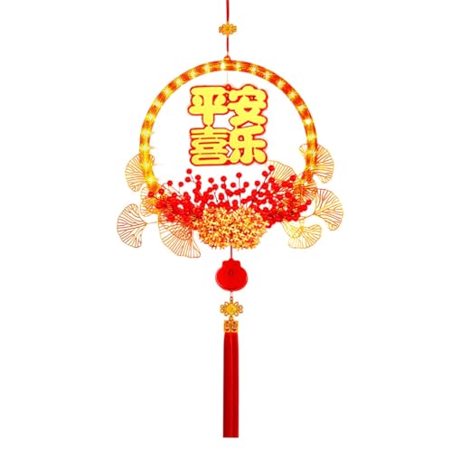 Lunar New Year Decorations, Fu Pendant Lucky Sign Red Ornaments, Traditional Lunar New Year Decorations, Door Sign Spring Festival, Chinese Decor with LED Lights, Holiday Ornament, Home Decoration