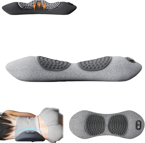 Masseur de dos triple fusion avec traction, vibration et chaleur, pour la relaxation profonde des tissus du dos, du cou, des épaules et des jambes, coussin de massage électrique ortable (gris)