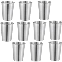 Stainless Steel Drink Cups Stackable Water Tumblers Cups 10 Pack Silver 12oz