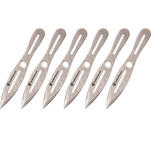 Smith & Wesson 8in Throwing Knives Set 6 Pack with Nylon Belt Sheath and Ergonomic Design for Outdoor Recreation and Competition