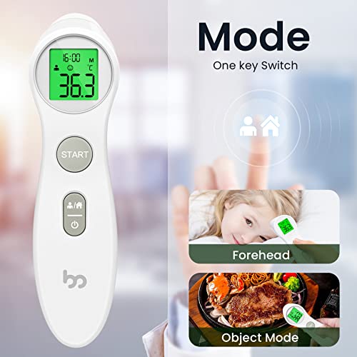 Femometer Stirnthermometer für baby Kinder und Erwachsene, Fieberthermometer kontaktlos mit Fieberalarm, 1s sofortig genaues Messwert, Weiß
