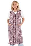 Schuerzenfabrik Knopfkittel Baumwolle bunt Kochschürze Hauskleid Kittel Schürze ohne Arm, Farbe:Indischrot, Größe:44