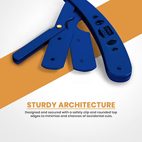 Image of Utopia Care Professional Barber Straight Edge Razor Safety with 100 Pack Blades, Blue