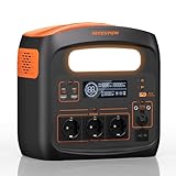 Tragbare Powerstation 1800W (3600W Spitzenleistung), 1102,5Wh LiMnFePO4 Akku, Schnellladung in 65 Min., PD 100W, USB-C/AC/DC, Solarladung, für Camping, Notstrom, Outdoor (Orange + Schwarz)