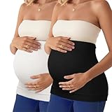 Womens Maternity Belly Band for Pregnancy Non-slip Silicone Stretch Pregnancy Support Belly Belt Bands (Black+White, M)