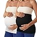 Womens Maternity Belly Band for Pregnancy Non-slip Silicone Stretch Pregnancy Support Belly Belt Bands (Black+White, M)