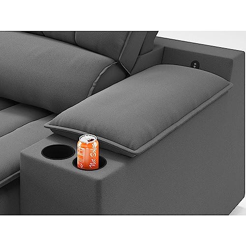 Sofá com Usb Retrátil e Reclinável Murano 2,30m Grafite