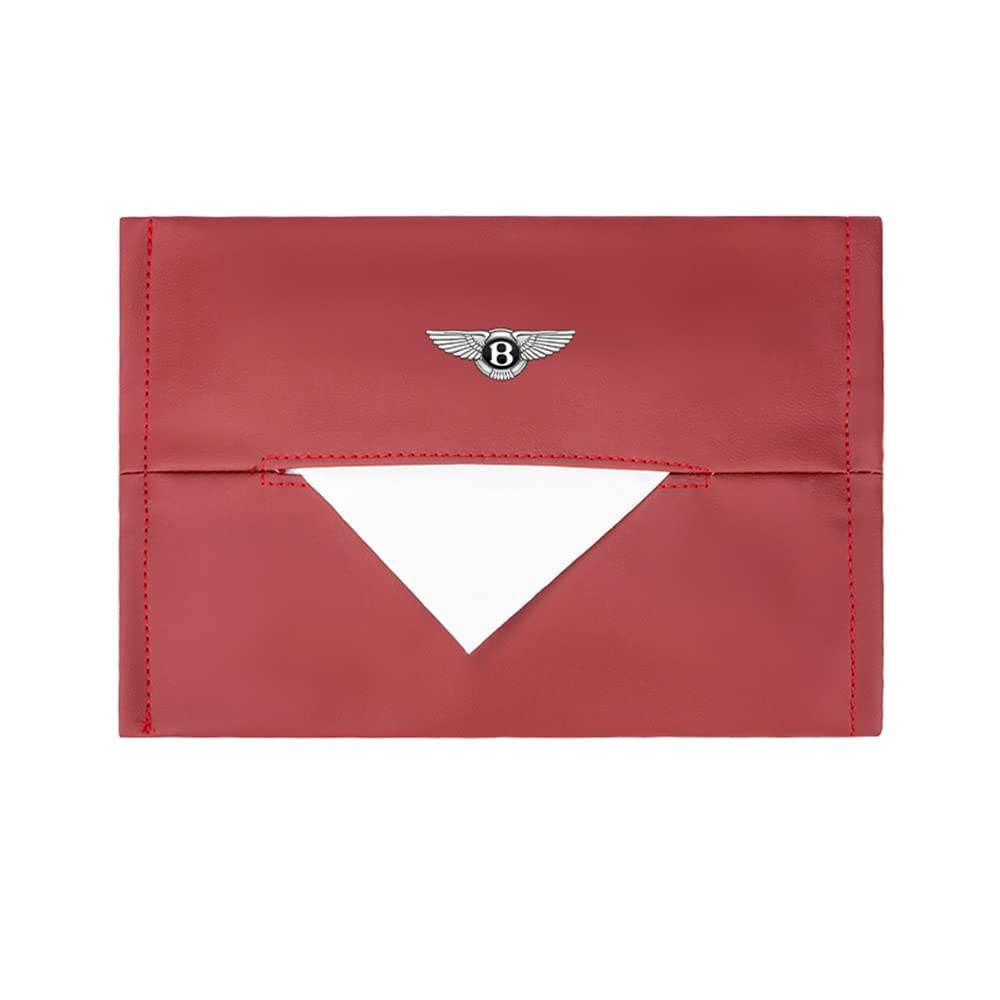 CXFFB Car Tissue Box Organizer for Bentley Continental Flying Spur Bentayga Arnage Mulsanne Storage Bag Car Seat Tissue Holder Interior Accessories,Red