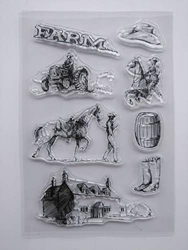 MaGuo Western Cowboy Hat and Boot Farm Clear Stamps for Scrapbooking and Card Making