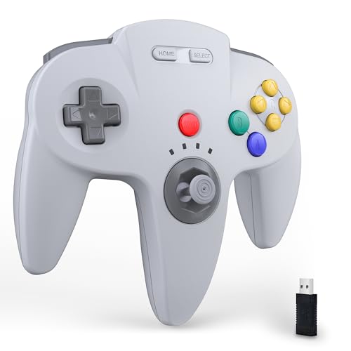 miadore Wireless Switch N64 Controller, 2,4 GHz mit USB-Empfänger, kompatibel mit Windows PC/MAC iOS/Raspberry Pi/Switch Online/Switch 2 (grau)