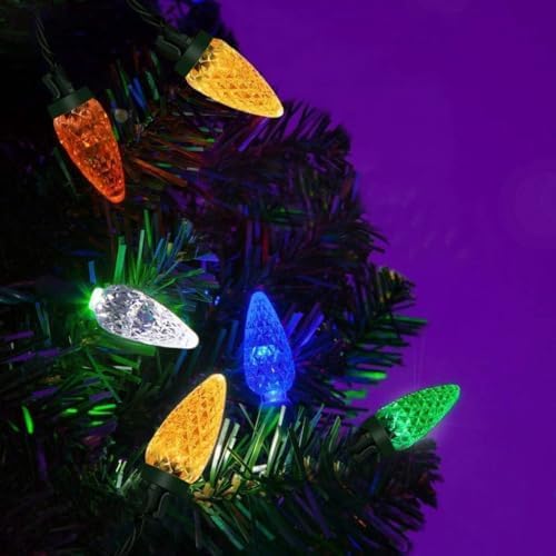 Miniatura 2 de Anycosy Luces solares de Navidad de 40 pies para exteriores, 120 luces LED C6 con función de temporizador, 8 modos para decoraciones de luz de