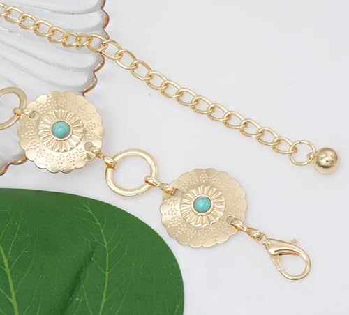 Image of Women's Concho Chain Belt Western Cowgirl Metal Waist Chain Belt for Dress