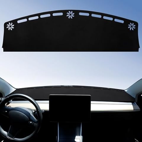 Migaven Dashboard Cover Custom Fit Model 3 & Model Y, Flannel Dash Mat Compatible with Model 3 (2017-2023), Model Y (2020-2023) Cover