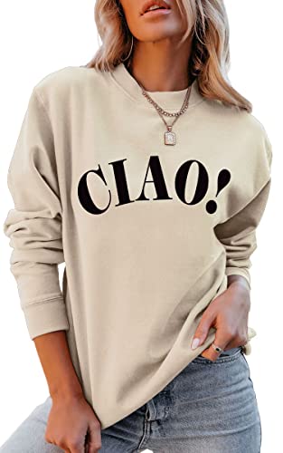 QYZ-Top Ciao Italian Hello Pullover - Womens Casual Long Sleeve
