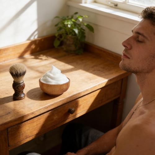 Evita jabones secos con este cuenco de afeitar de madera con tapa para almacenar crema de barba 3