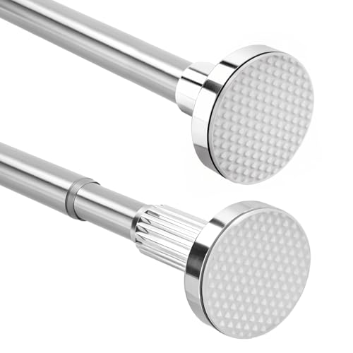 Gardinenstange ohne Bohren 160-250 cm, Duschvorhangstange Silber, Teleskopstange Vorhang aus Kohlenstoffstahl, Klemmstange für Gardinen, ∅ 25 mm Duschstange