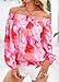 KIRUNDO Early Fall Fashion Off The Shoulder Tops for Women 2025 Boho Floral Blouse Long Sleeve Shirts Going Out Clothing(Pink Red Flower, Large)