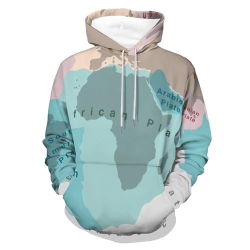 Sweats à capuche manche longue unisexe motif carte en taille S contre le vent frais