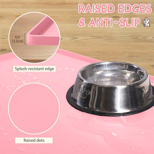 image for MateeyLife Silicone Cat & Dog Food Mat for Floors Waterproof, Anti-Sli