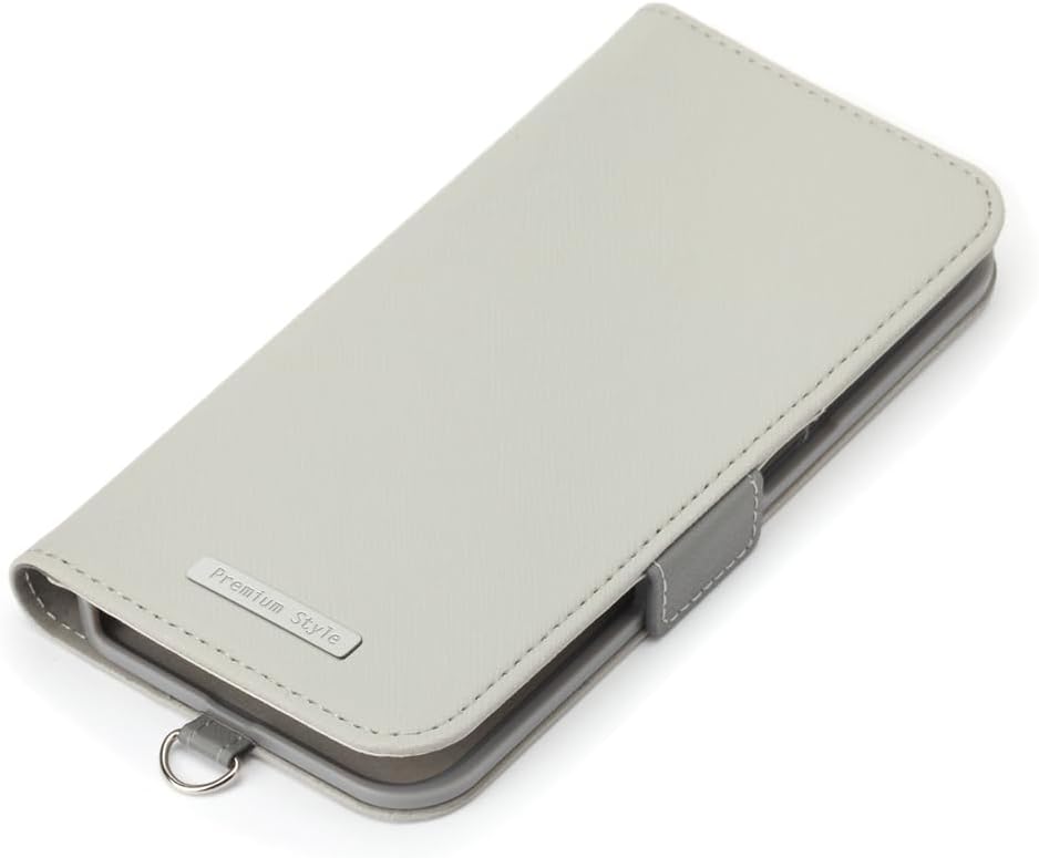 iPhone 16e Flip Cover Case Notebook Type Card Storage Stand Function Magnetic Strap Hole Saffiano Style Gray PG-25KFP05GY