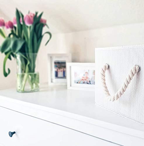 Ezoware Set Of 3 Bamboo Large Fabric Storage Bins Baskets With Cotton Rope Handle, Collapsible Cube Container Box For Nursery, Kids, Closet, And More (Beige) #TOP7