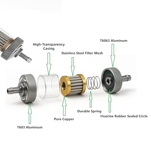Image of 1 /4 inch Universal Fuel Filter, 8mm Inline Fuel Filter with Clear View for Motorcycle ATV Dirt bike Classic bikes and Small gasoline Engines