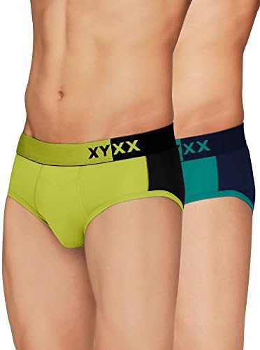XYXX Men's Dualist Micromodal Regular Fit Colorblock Antimicrobial Briefs with No Marks Waistband (Pack of 2)