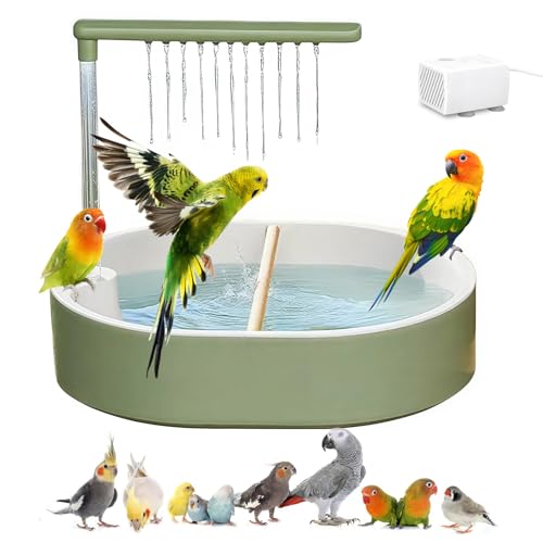 Parrot Bathtub Bird Automatic Bath Shower,Large Bird Shower Fountain Indoor Bathtub with Running Water, Contains USB and Pump,for Pet Birds, African Grey, Cockatiel, Conure, Budgie, Lovebird(Fashion)