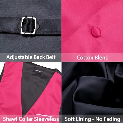 Image of Barry.Wang Mens Suit Vest Bow Tie Set 4PCS Formal V-neck Slim Fit Casual Solid Color Waistcoat Wedding Party Tuxedo