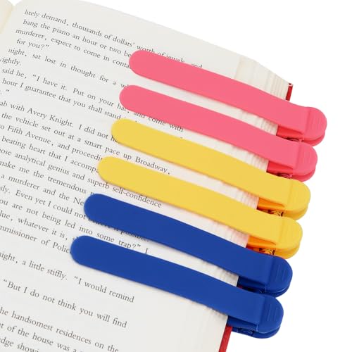 Image of SMUK 6pcs Automatic Bookmark, Silicone Bookmark Page Marker for Reading Women Men Book Lovers, Smart Book Clip Book Marks Book Accessories Gifts