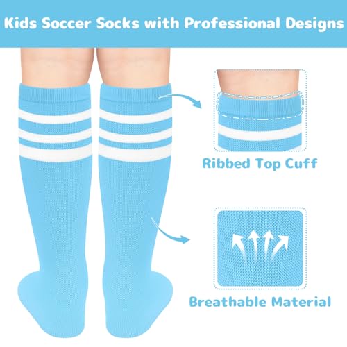 Image of Olreco 1 Pack Toddler Kids Youth Soccer Socks Girls Boys Baseball Socks Youth Knee High Softball Football Accessories Cotton