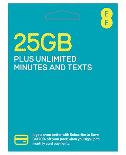 EE Pay As You Go SIM Card UK PREPAID PAYG £15 Bundle - 25GB + Unltd Texts & Mins