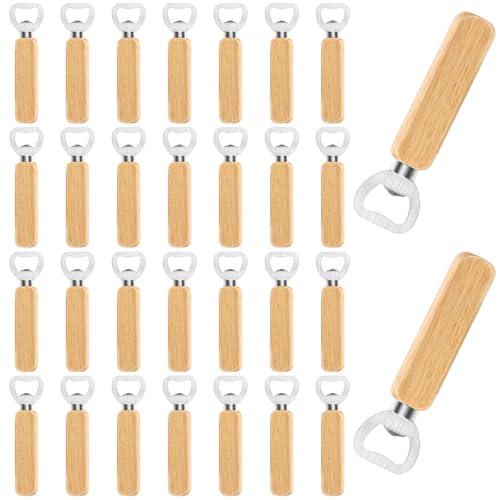 VIDETOL 30 Stück Flaschenöffner Holz Bieröffner Holz Holzgriff Bier Kronkorkenöffner Tragbare Kapselheber Bierflaschenöffner mit Holzgriff für Pub Startseite Outdoor