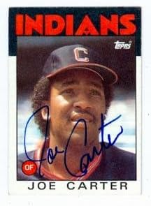 Joe Carter autographed baseball card (Cleveland Indians) 1986 Topps #377