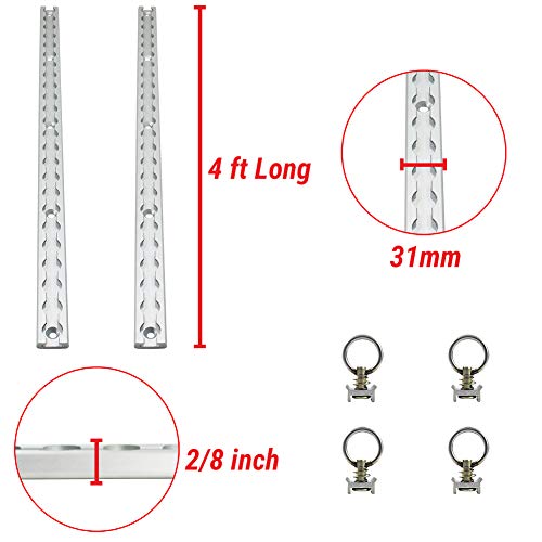 Pit Posse 4Ft Aluminum L Track Tie Down Rails - Set Of 2 Adjustable S Track Anchor For Flatbed, Truck, Cargo, Van, Enclosed Trailer - Automotive Accessories - 5 Year Warranty (Silver) #TOP3