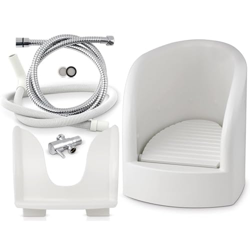 Baño de pedicura con tubos de entrada/salida y válvulas angulares, función de pulverización de presión para mejorar la circulación sanguínea, resistencia a altas temperaturas de hasta 90 °C, ideal
