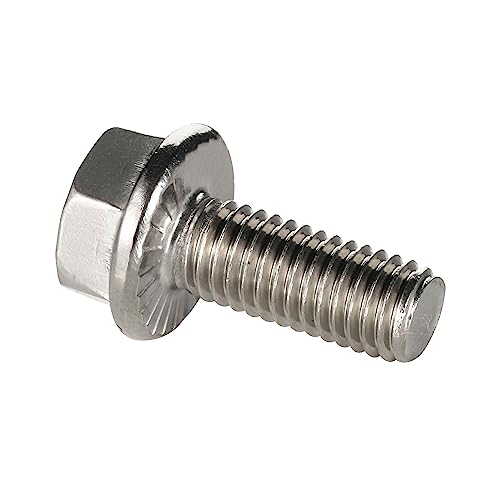 Image of Mellewell 1 /4-20 x 1-1 /4 inch Flanged Hex Head Bolts Flange Hexagon Screws, Stainless Steel A2, DIN 6921, 25 PCS