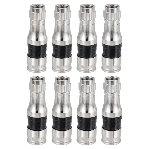 Image of sourcing map 8 Pcs F Type Coaxial Cable Compression Connectors, 75 Ohm Copper RG11 Coaxial Male Connector with Water Tight O Ring for Cable TV Antennas Routers Modems Satellite TV, Black