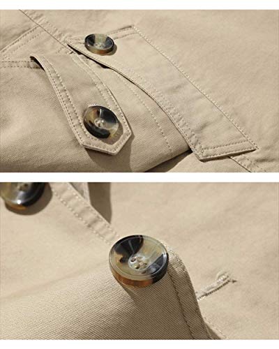 Chouyatou Men'S Slim Notched Collar Single Breasted Cotton Jacket Office Trench Coat  thumb #2