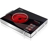 3500W Infrared Electric Cooktop Single Burner, High Power Portable Hot Plate with Digital Touch Control, Ceramic Glass Stove, Fast Heating for Frying, BBQ, Soup & Hot Pot, Works with All Cookware