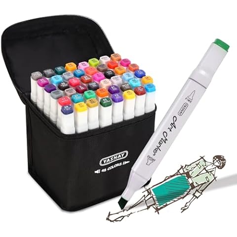 YASNAY 48 Colors Dual Tip Alcohol Markers Cover