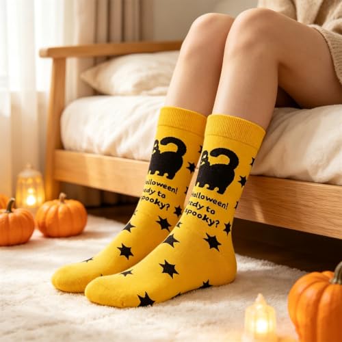 Funny Halloween Socks Womens Girls Novelty Crew Pumpkin Ghost Socks - image 2