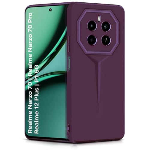 Image of WOW IMAGINE Back Cover for Realme Narzo 70 | Realme Narzo 70 Pro | Realme 12 Plus | P1 5G | Blade Series Thin Case | Camera Protection | Soft Matte Silicone Flexible Mobile Case - Purple