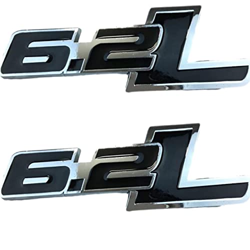 Image of 2X New 6.2L Emblems 3D Hood Badge Logo Compatible for Silverado 1500 2500HD (Glossy Black)