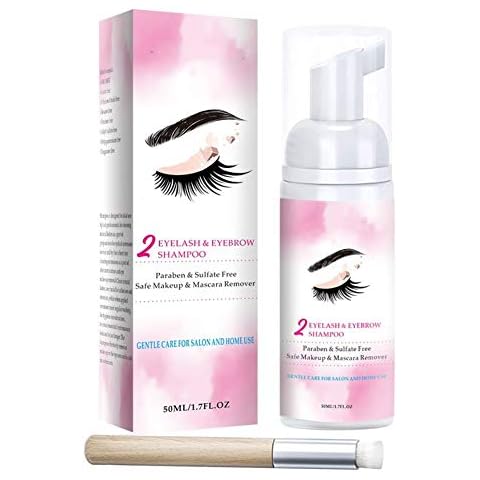 Eyelash & Eyebrow Shampoo with Cleansing Brush, Ofanyia Eyelash Extension Shampoo, Lash Eyelid Mascara Foam Cleanser, Natural Eyelash Cleanser, Eyes Makeup Remover Cover