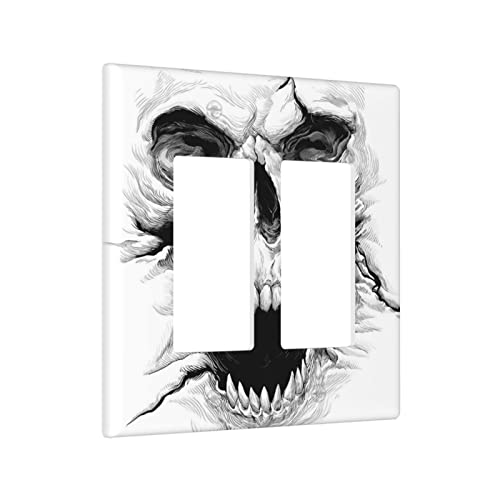 Funny Skeleton Skull Light Switch Cover Decorative 2 Gang Double Rocker Goth Wall Plates For Bedroom Living Room Kitchen Decor #TOP1