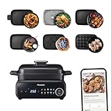 Panasonic NF-GM600 Multi-Cooker Elettrico 6-in-1, Griglia elettrica, Friggere, Cottura Lenta, BBQ, Vapore, Saltare, 1400W, 40–250°C, 9 Modalità Auto, Piastre lavabili in lavastoviglie