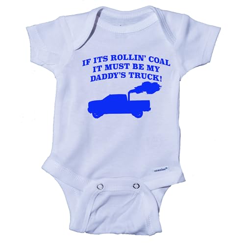 Snappy Suits My Daddy's Rollin Coal Truck Onesie Short Sleeve Baby Creeper 1Z Infant Suit Romper Blue, 0-3 Months (Newborn)