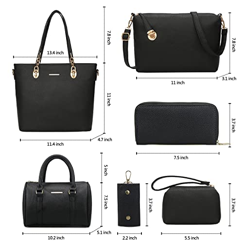 Image of OTMIPIML Purses and Handbags for Women Synthetic Leather Tote Crossbody Bags Satchel Purses Set 6pcs | Set