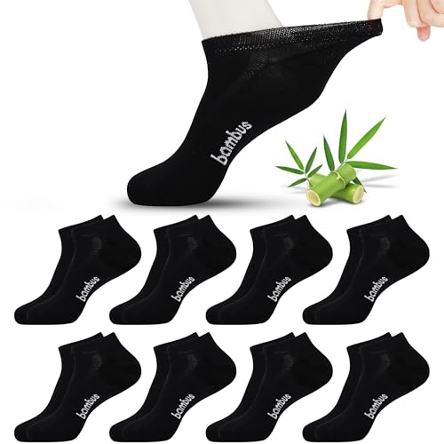 Jeasona 8 Pares Calcetines Bambu Hombre 43-46 Calcetines Diabeticos Hombr Tobilleros Negro Antisudor Transpirables Finos sin Goma Meias Homem Verano